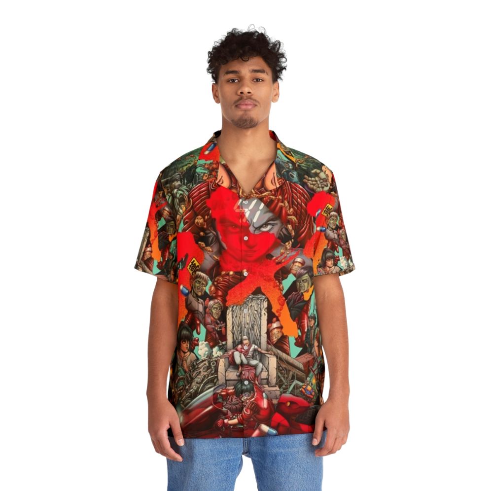 Akira-inspired Hawaiian shirt with retro Japanese cyberpunk design - Lifestyle