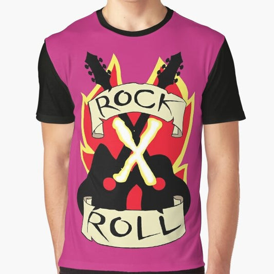 Rock N' Roll Crop Top Graphic T-Shirt for Women