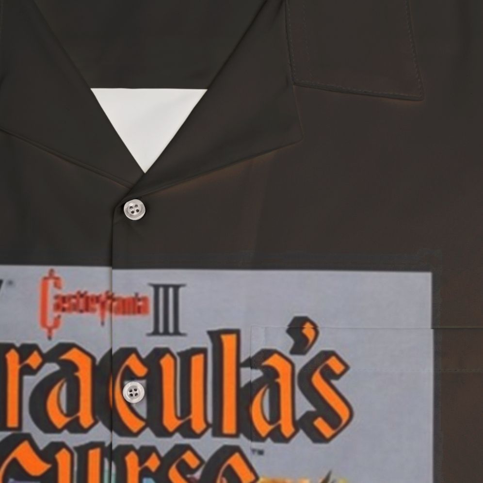 Castlevania Dracula's Curse Hawaiian Shirt featuring retro gaming horror design - Detail