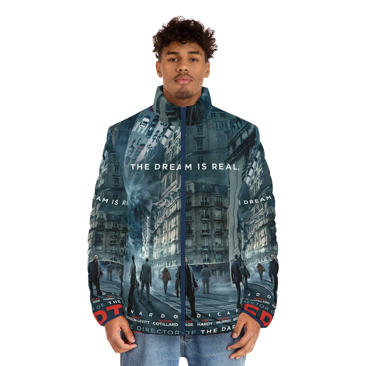 Inception-inspired puffer jacket with dream-like design - men front