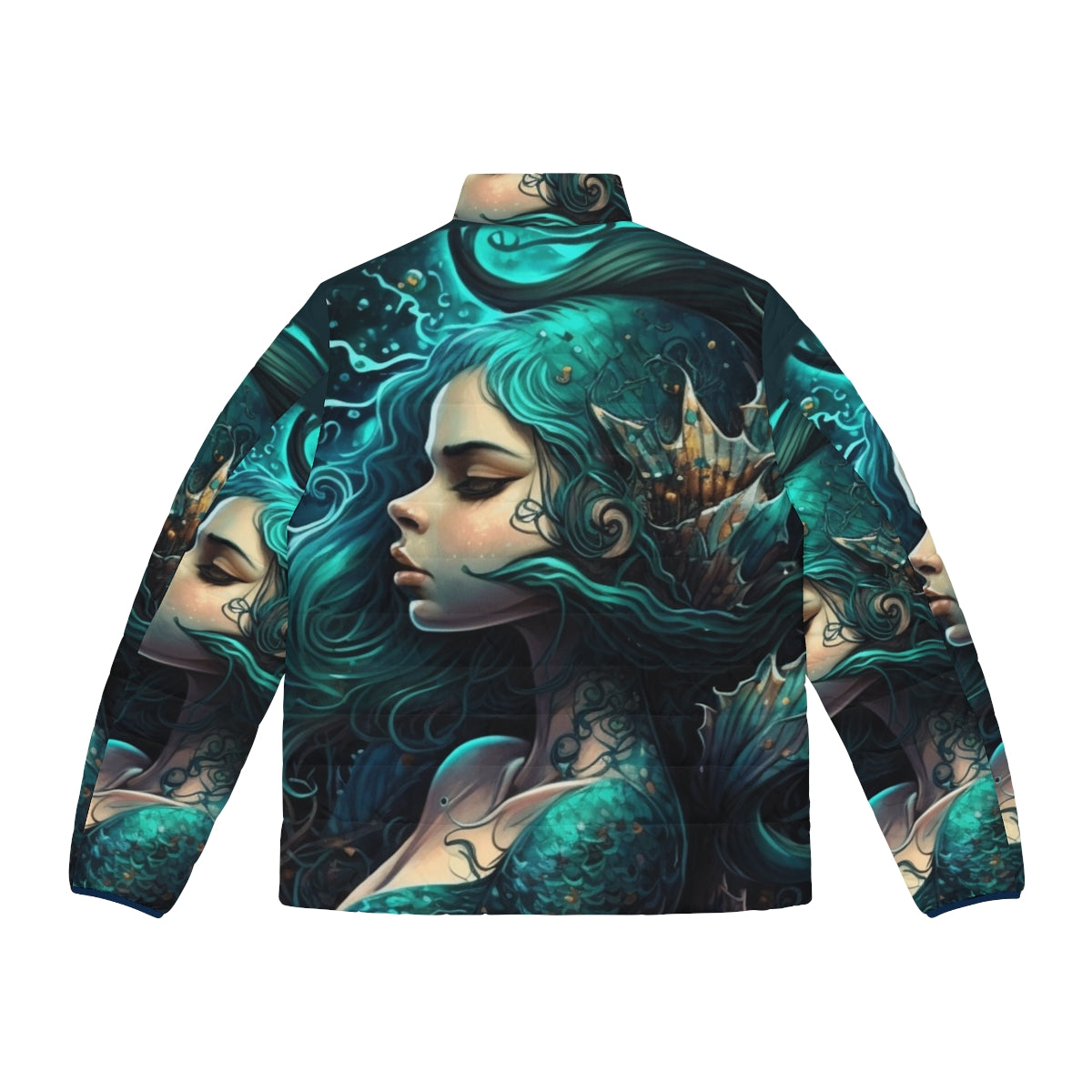 Puffer jacket featuring enchanting sea creature designs, perfect for fantasy fashion enthusiasts - Back