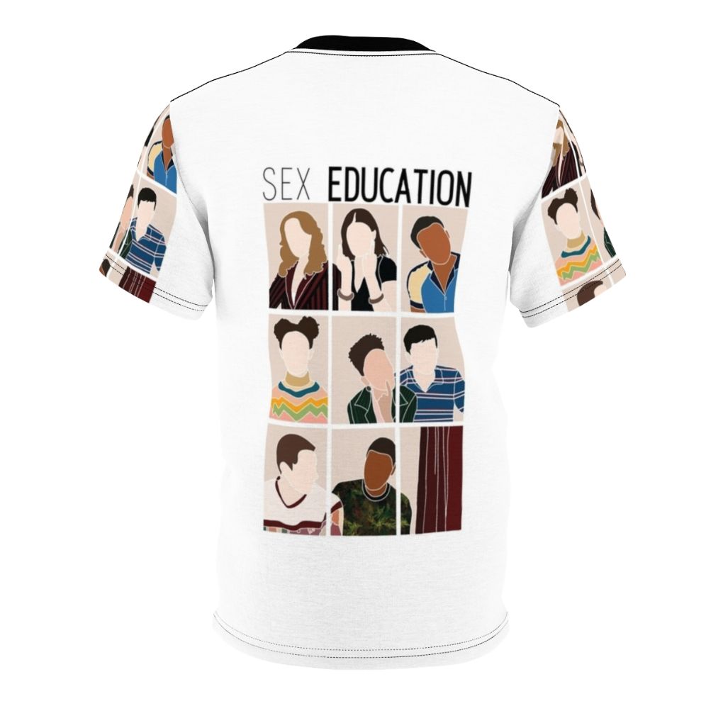 Vibrant T-shirt featuring the cast of the popular Netflix series Sex Education - Back