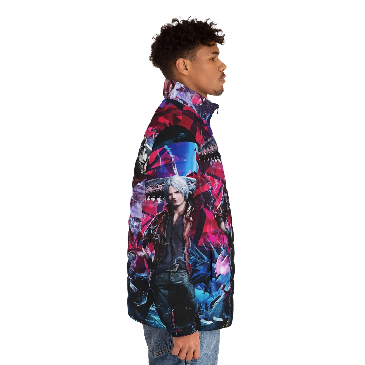 Vibrant abstract Devil May Cry V Dante Ultimate Puffer Jacket - men side right