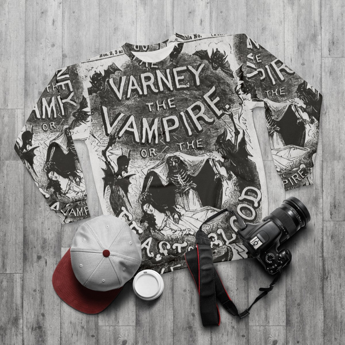 Varney the Vampire Gothic Sweatshirt - flat lay