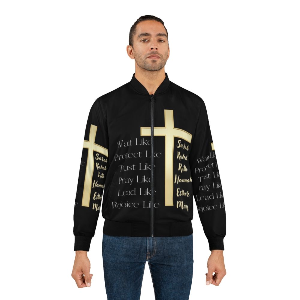 Motivational Christian Bomber Jacket with Bible Verse Quotes - Lifestyle