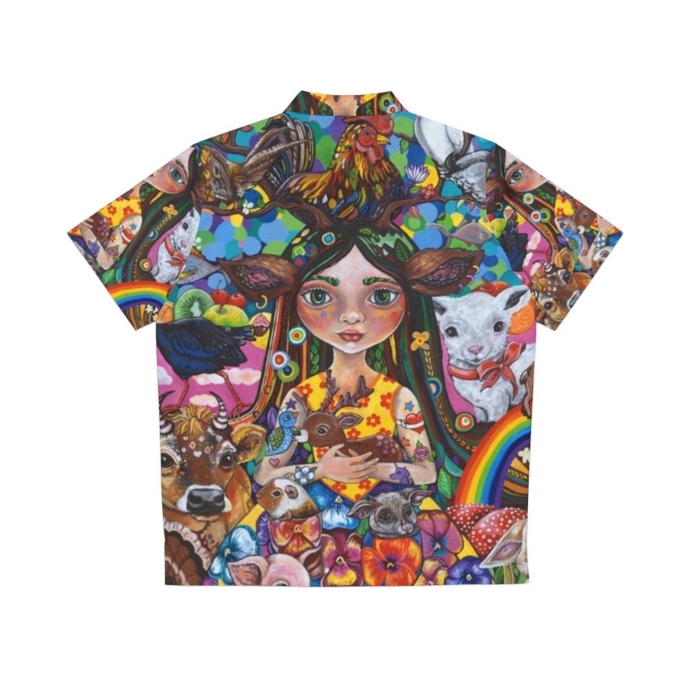 Eco-friendly Hawaiian shirt with nature and goddess design - Back