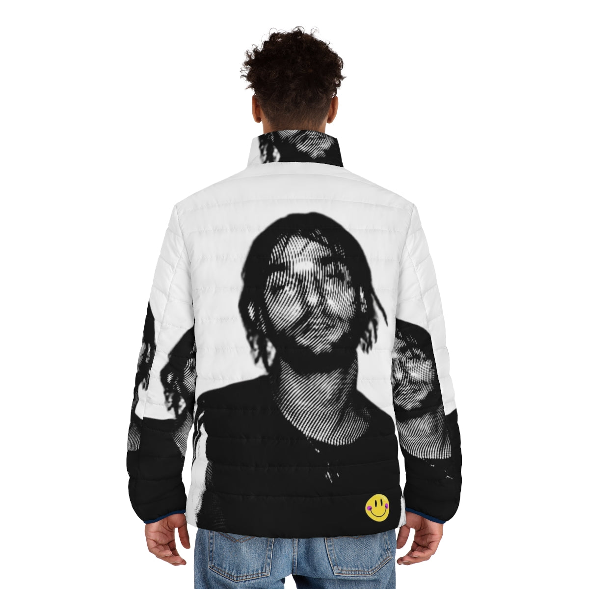 Ricardo Villalobos iconic photo printed on a high-quality puffer jacket for music lovers and festival-goers - men back