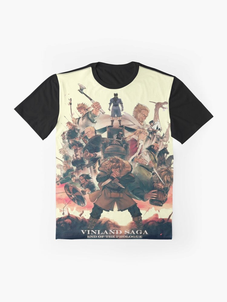 Vinland Saga Viking Graphic T-Shirt featuring characters from the popular anime series - Flat lay