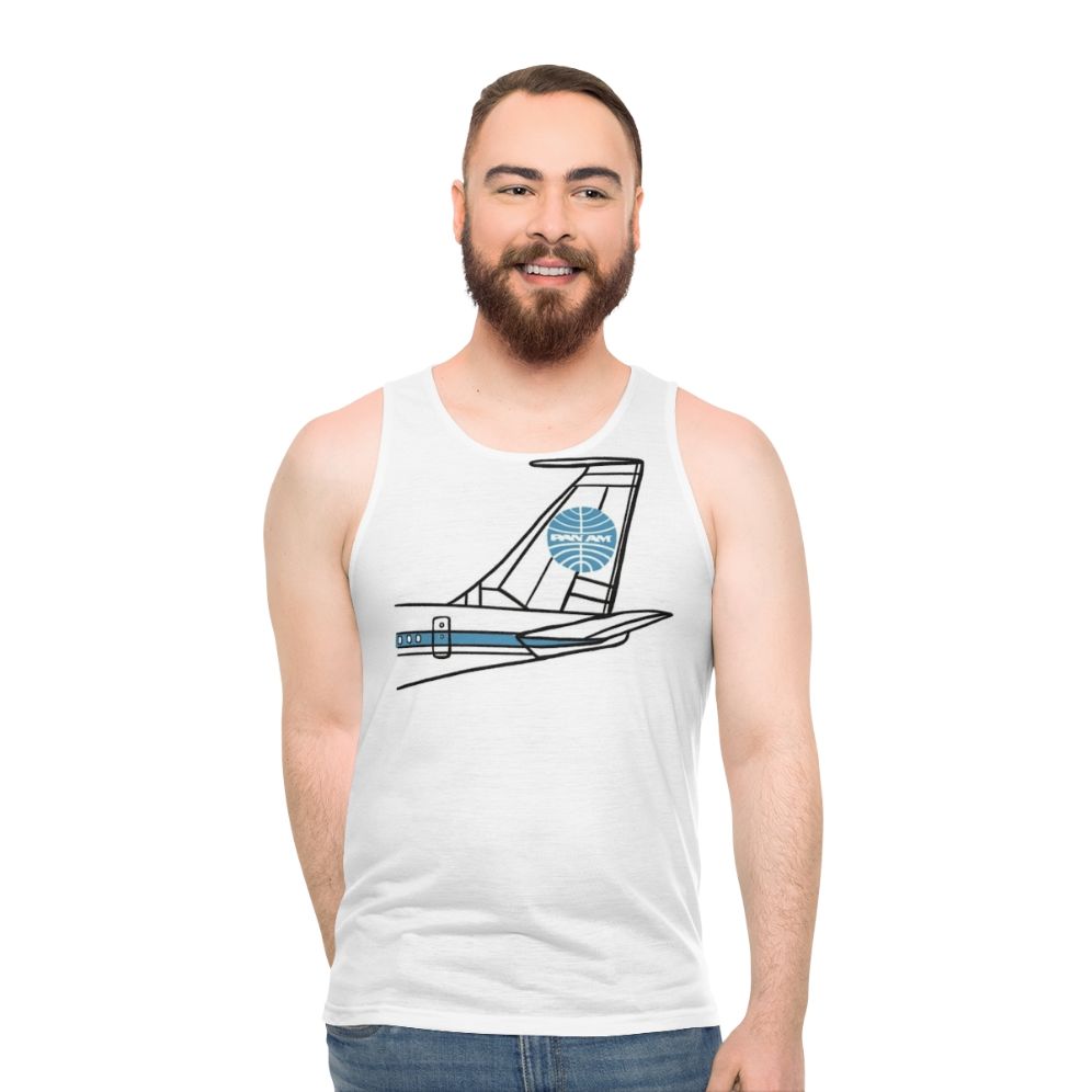 Unisex tank top with Panam Airlines airplane design - men