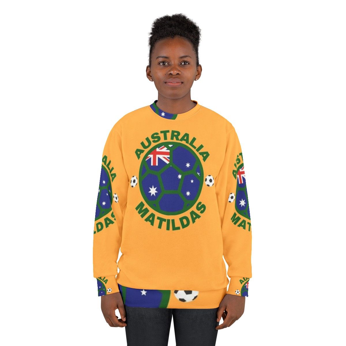 Matildas Australia Women's Soccer Team Kangaroo Green and Yellow Sweatshirt - women