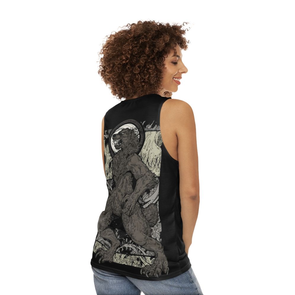 Unisex werewolf wolf skull ritual tank top - women back