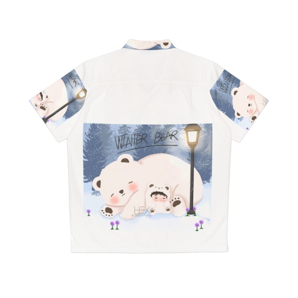 BTS Taehyung Winter Bear Hawaiian Shirt with Chibi Art - Back