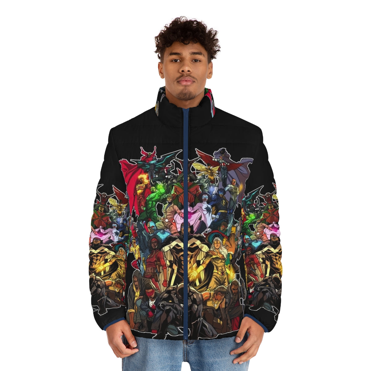 Puffer jacket featuring heroes of color and afrocentric designs - men front