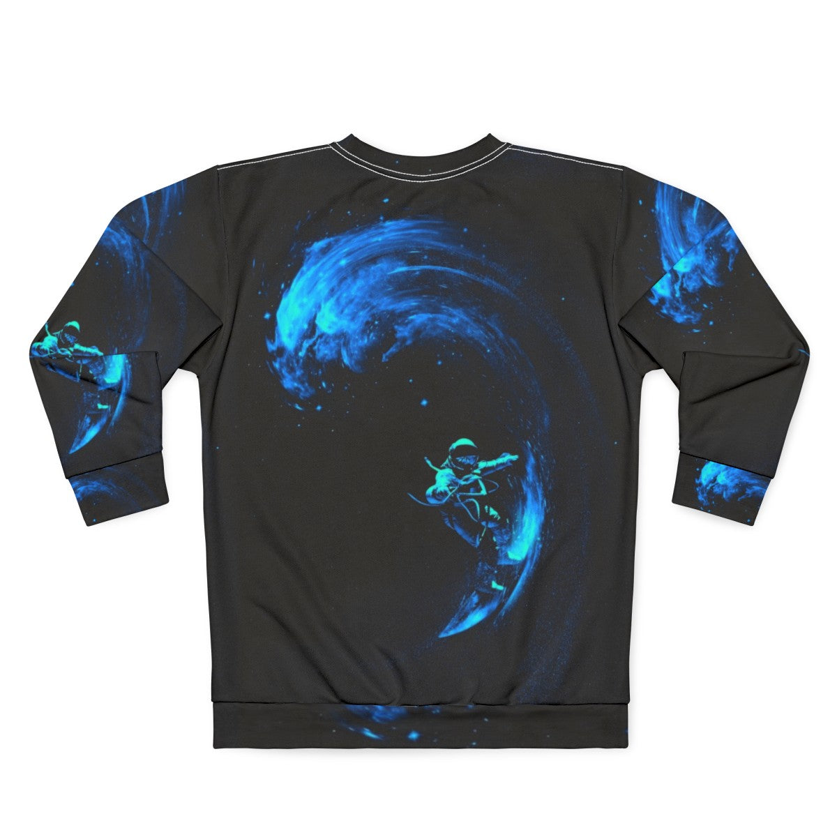 Cosmic Space Surfing Sweatshirt with galaxy, stars and astronaut design - Back