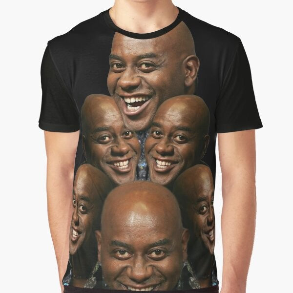 Ainsley Harriott graphic t-shirt featuring the famous chef's iconic catchphrase "Yeah bwoi!"