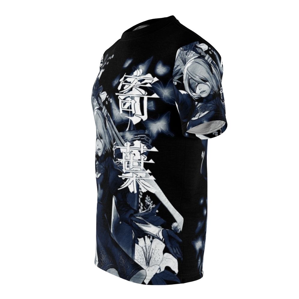 Captivating t-shirt design featuring a serene floral fantasy motif - men left