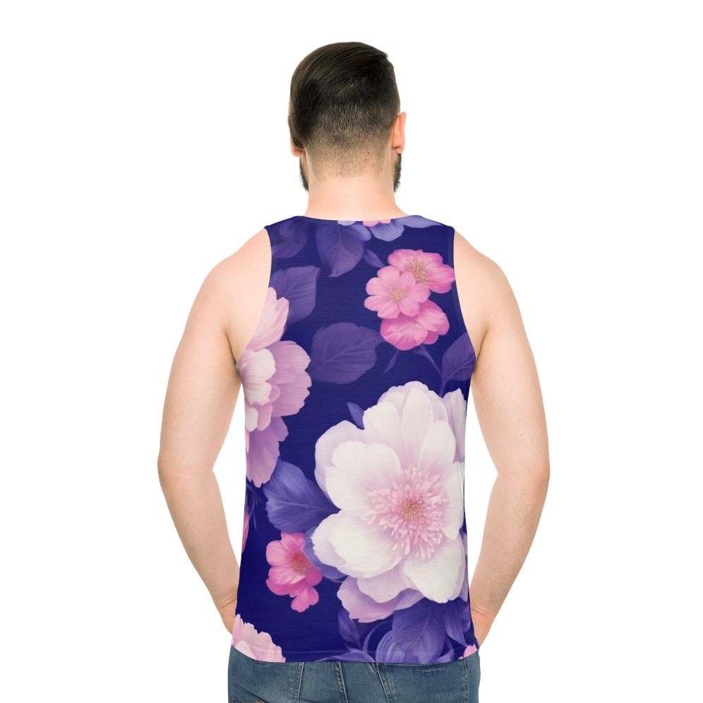 Floral pattern unisex tank top - men back