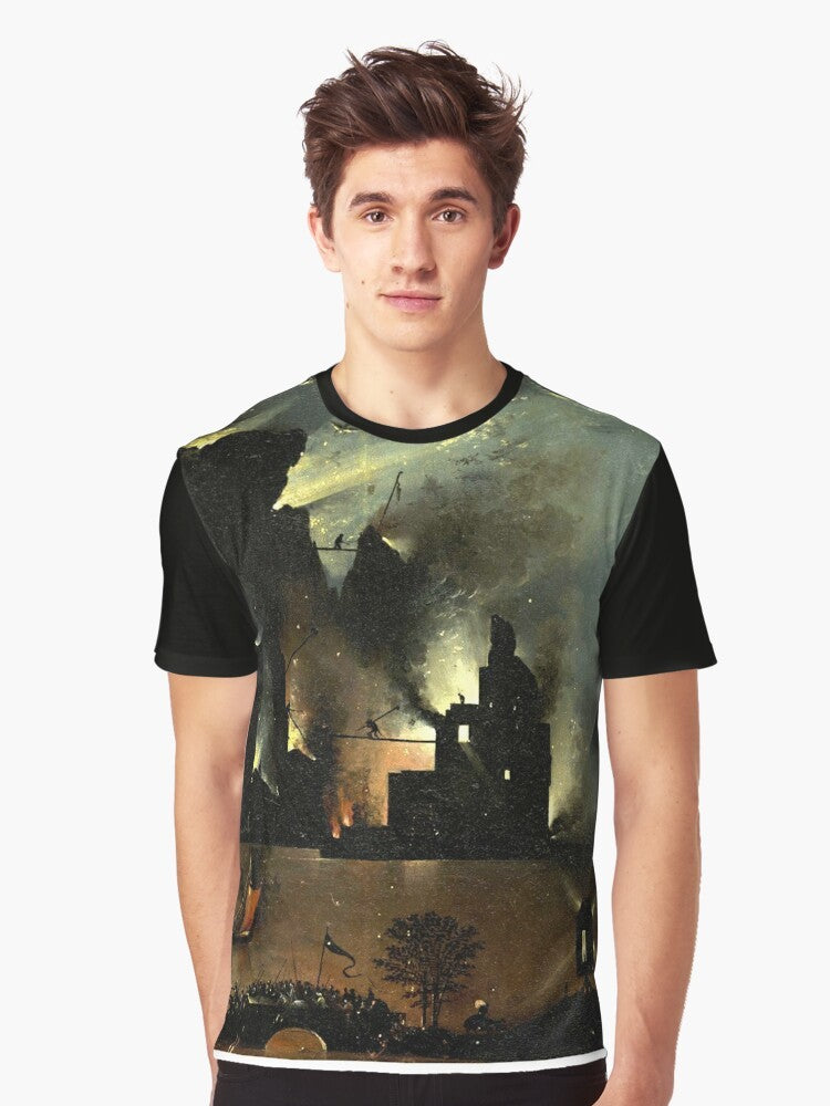 Hieronymus Bosch "Hell" graphic t-shirt design featuring surreal, religious imagery - Men