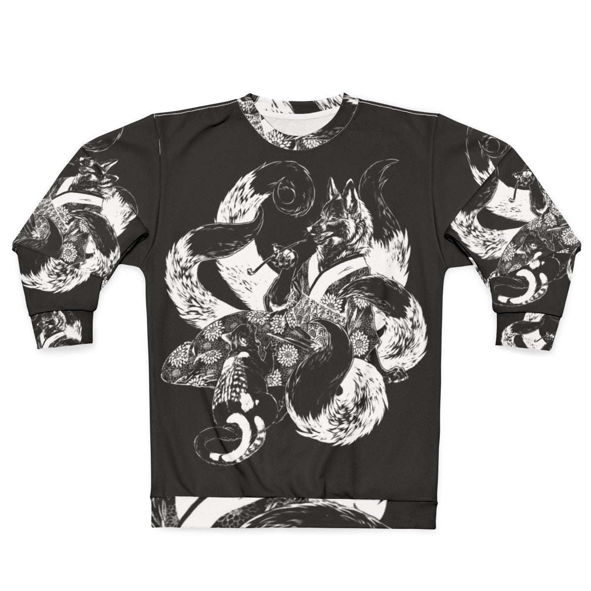 Anime nekomata and kitsune inverted sweatshirt