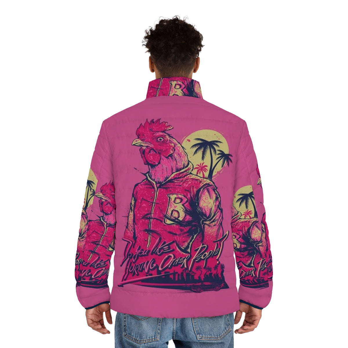 Hotline Miami Richard Puffer Jacket - Stylish and Practical Outerwear for Gamers and Fans - men back