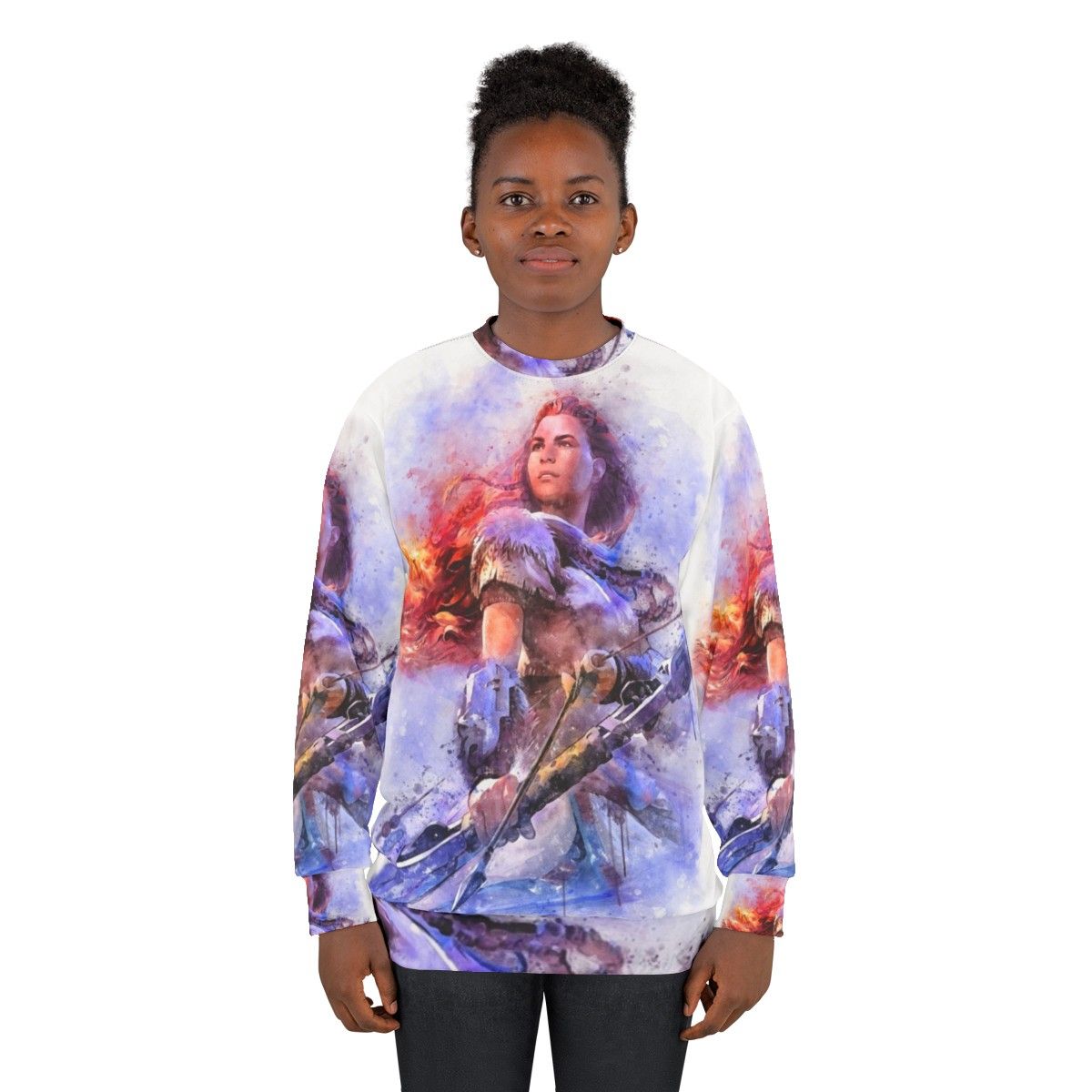 Aloy Watercolor Sweatshirt - Horizon Zero Dawn Gaming Apparel - women