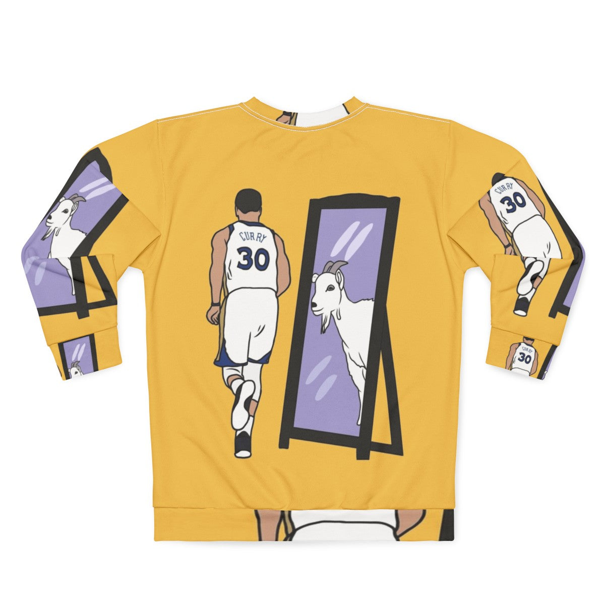 Steph Curry "GOAT" Sweatshirt featuring three-point shooting and Golden State Warriors graphics - Back