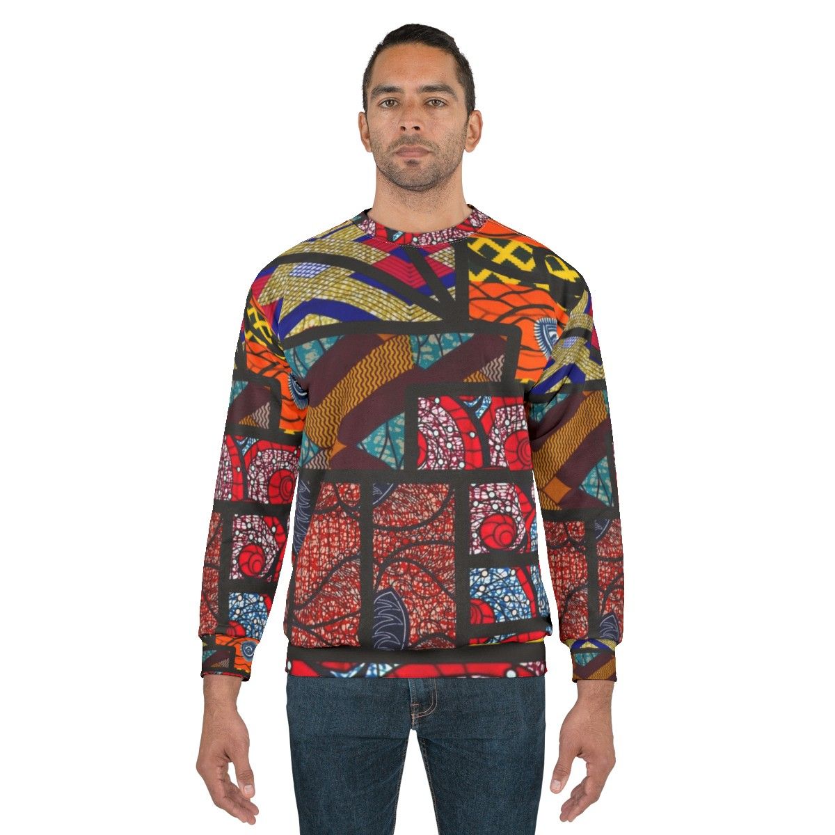 Vintage African Print Graphic Design Sweatshirt - men