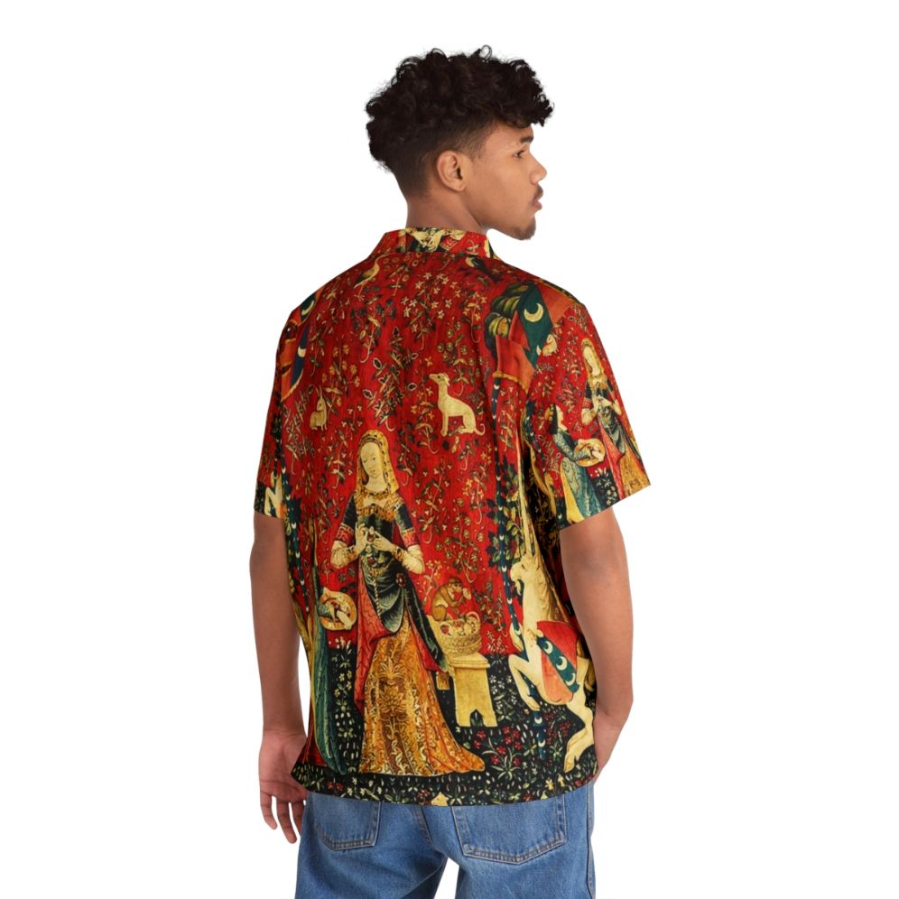 Elegant floral Hawaiian shirt featuring a mythical unicorn design - People Back