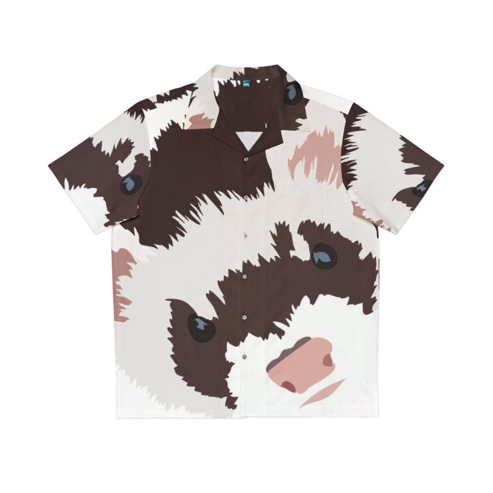 Ferret Head Hawaiian Shirt with Tropical Pattern