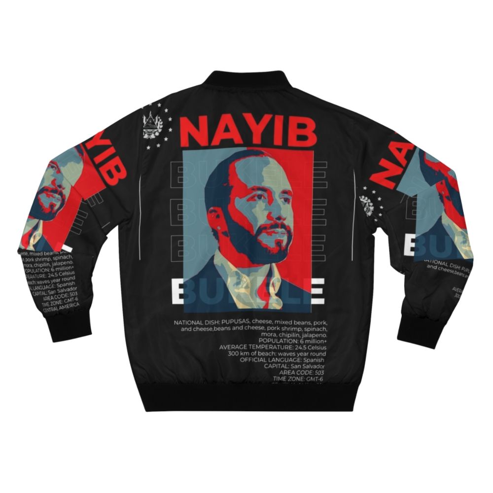 El Salvador Volcano Bomber Jacket featuring Nayib Bukele - Back