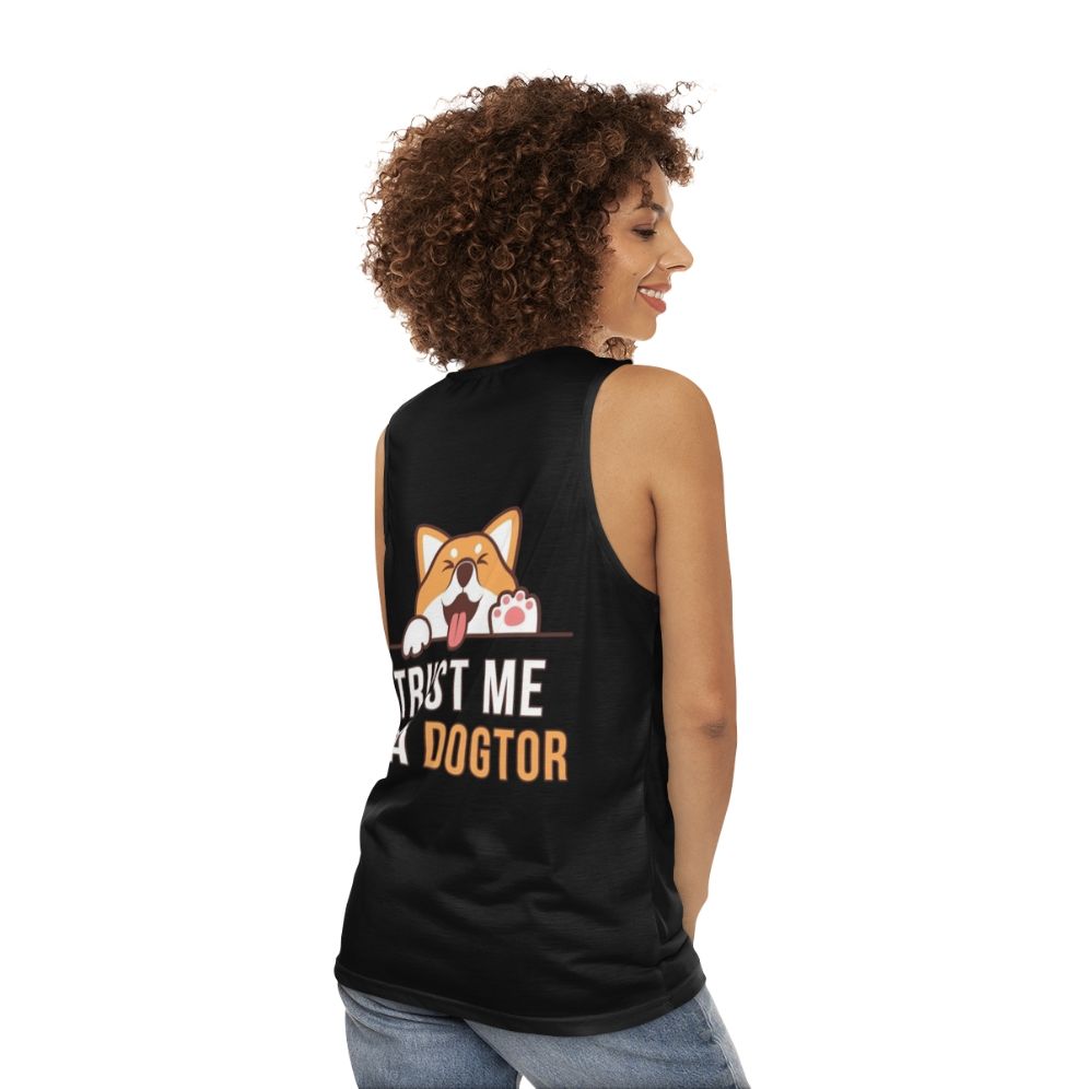 "Trust Me I'm a Dogtor" Funny Doctor Vet Unisex Tank Top - women back