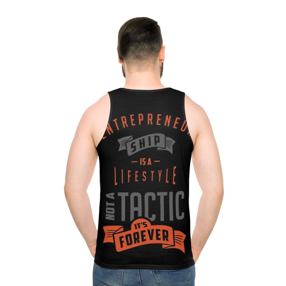 Unisex entrepreneur tank top with motivational design - men back