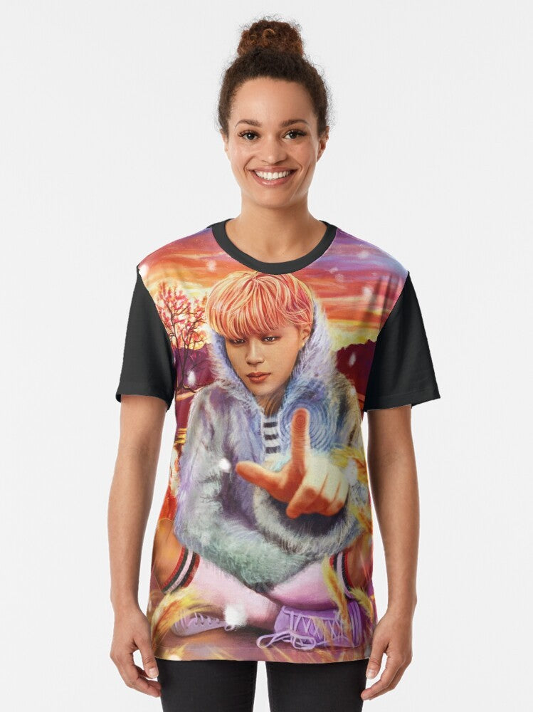 Graphic t-shirt featuring BTS member Jimin with "Spring Day" design - Women