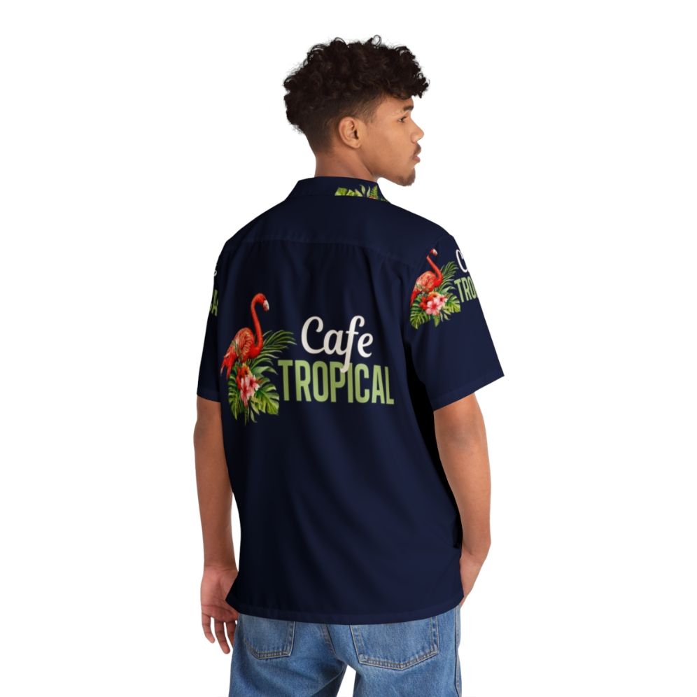 Schitt's Creek Cafe Tropical Hawaiian Shirt featuring tropical flowers and flamingos - People Back