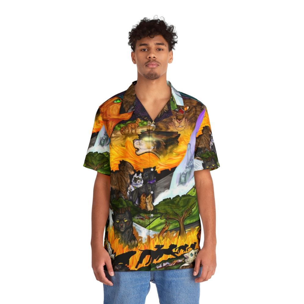 Warriors The Prophecies Begin Hawaiian Shirt featuring Firestar, Tigerstar, and other iconic Warrior Cats characters - People Front