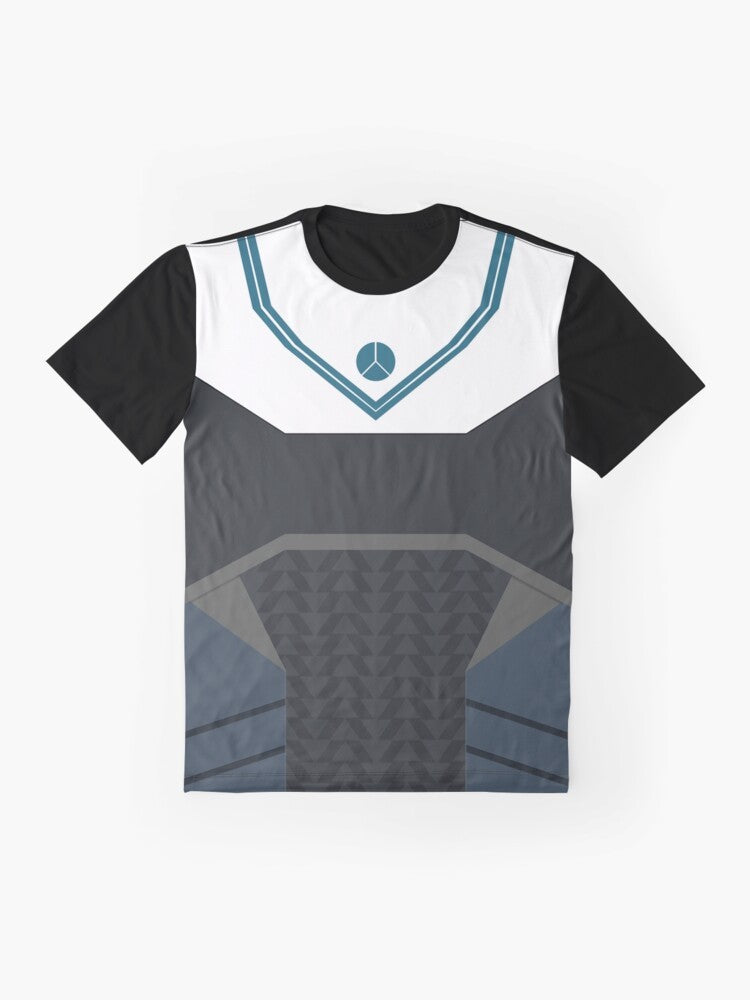 Destiny 2 Hunter class armor graphic design on a t-shirt - Flat lay