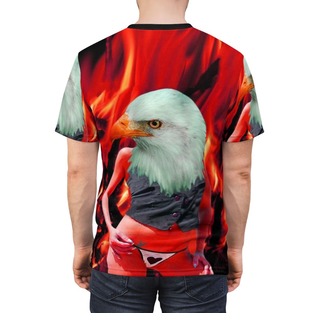 Stylish t-shirt featuring a vibrant illustration of a phoenix, a mythical bird from fantasy and cultural imagery. - men back