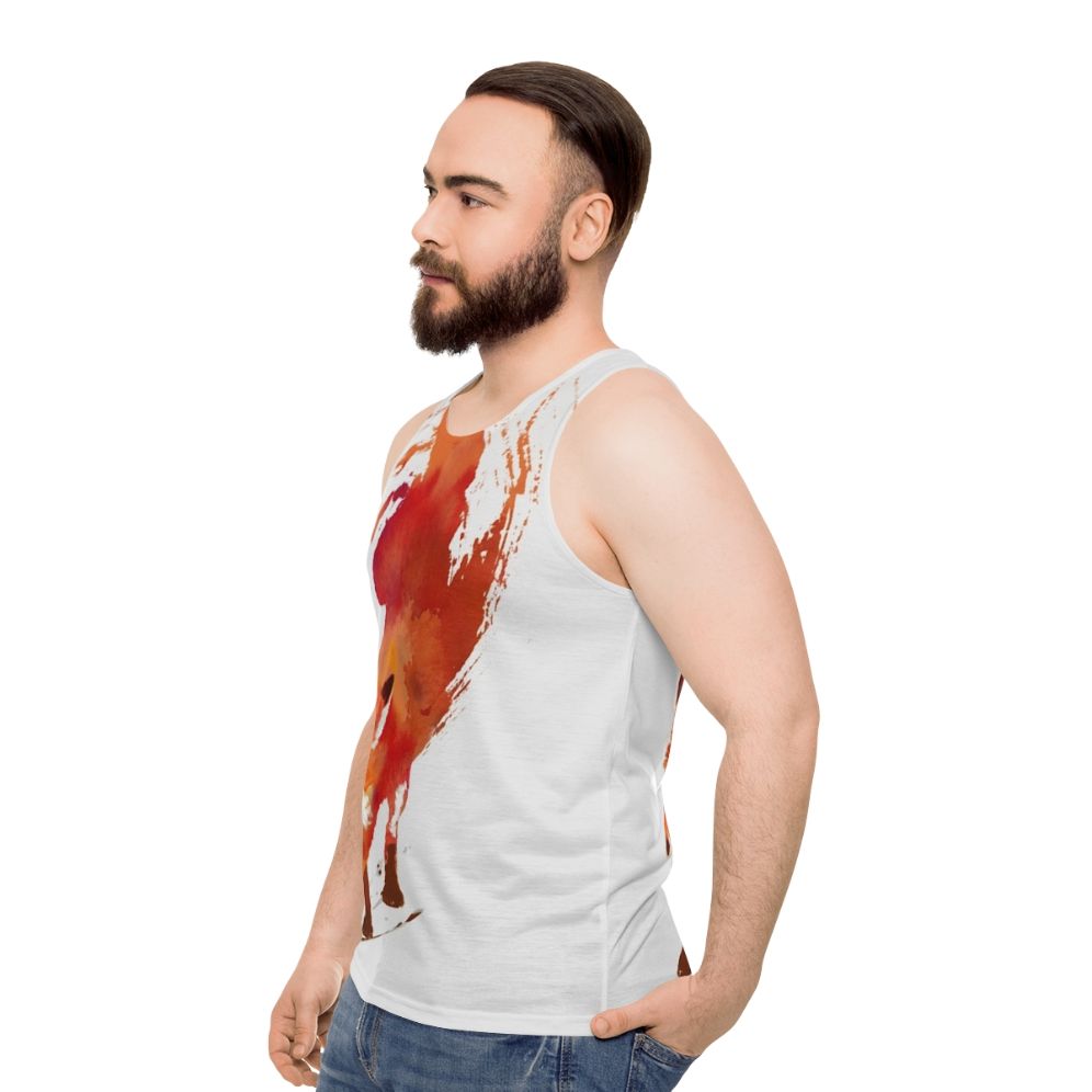 Watercolor fox design on unisex tank top - men side