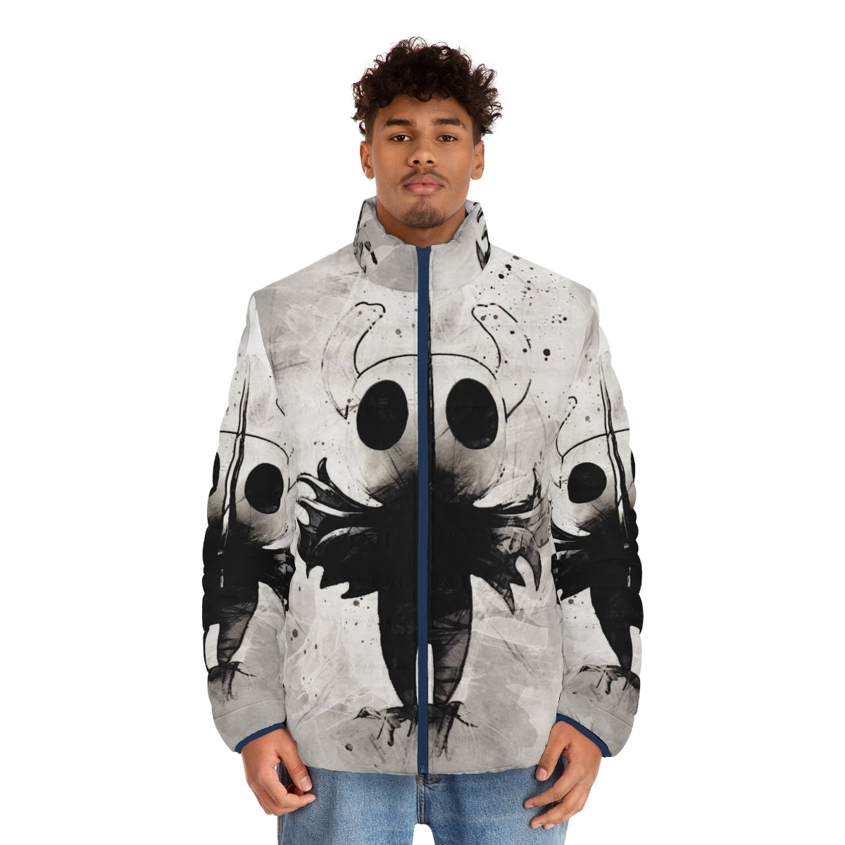 Hollow Knight Watercolor Painting Puffer Jacket - men front