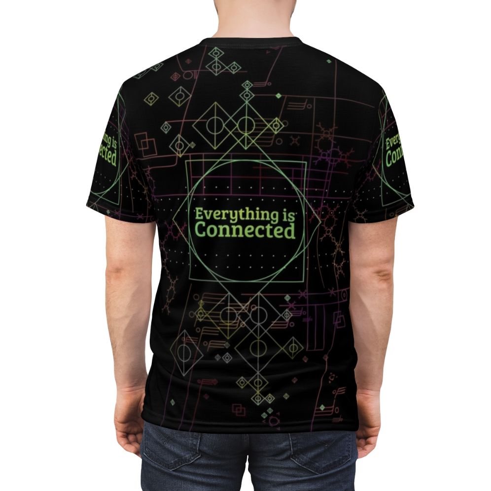 Dirk Gently-inspired t-shirt design featuring the phrase "Everything Is Connected" - men back