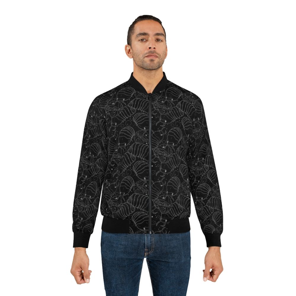 Monochrome bomber jacket with cute isopod illustration - Lifestyle