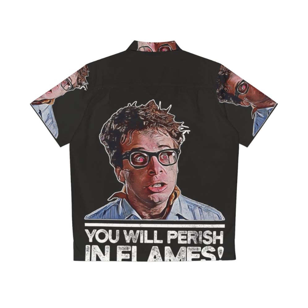 Possessed Hawaiian Shirt with "You Will Perish in Flames" Text - Back