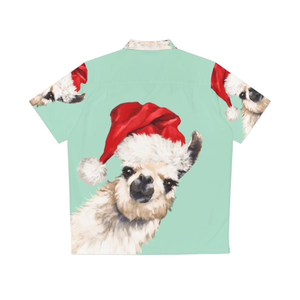 Cute llama wearing a green Hawaiian shirt for Christmas - Back