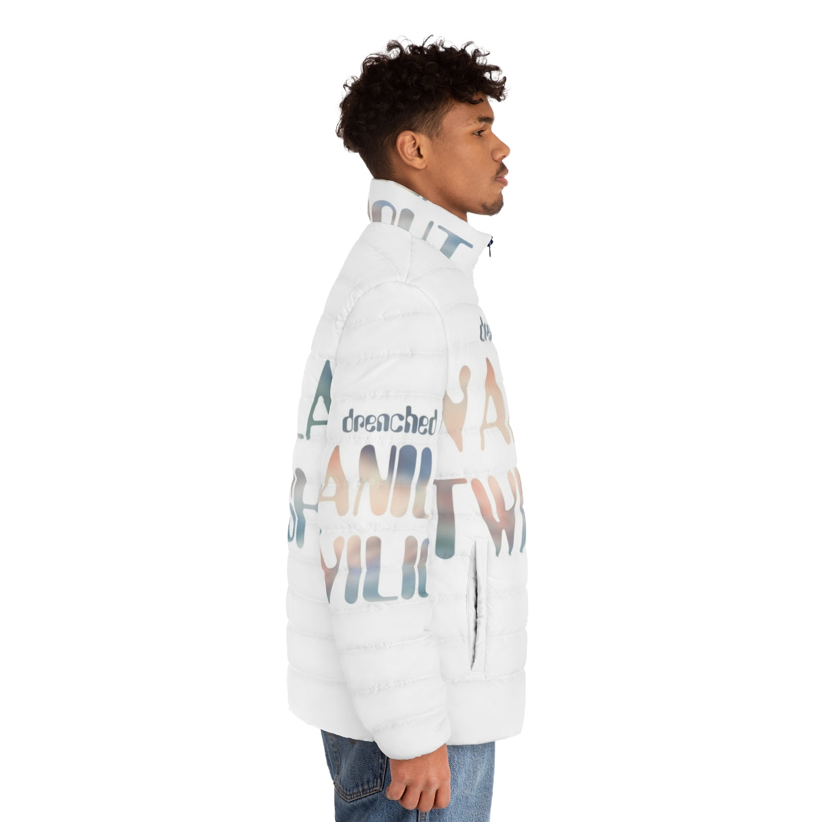 Owl City Vanilla Twilight Puffer Jacket featuring the iconic song lyrics - men side right