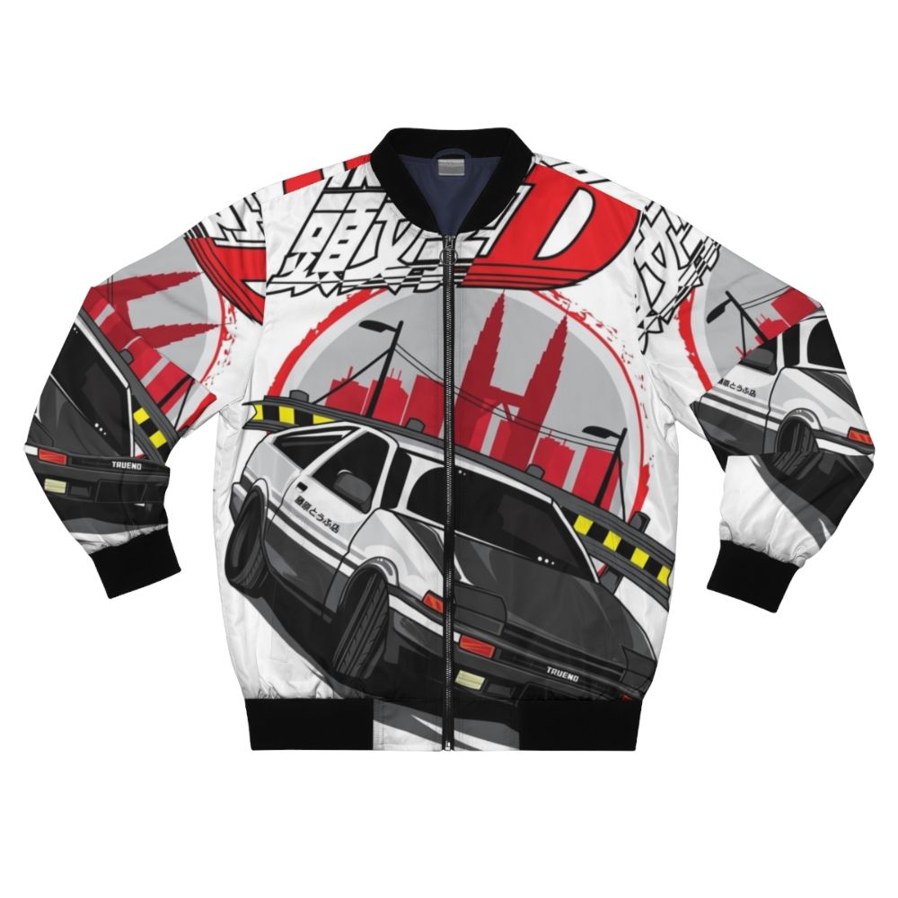 Initial D Bomber Jacket featuring the iconic Toyota Corolla AE86 "Hachiroku" car from the anime series