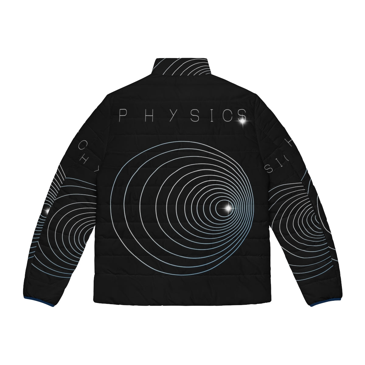 Puffer jacket with physics doppler effect graphic design - Back