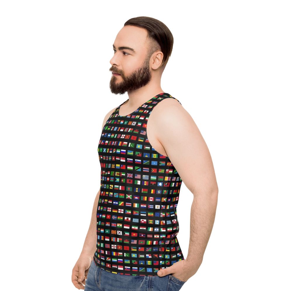 Unisex tank top with world flags design - men side