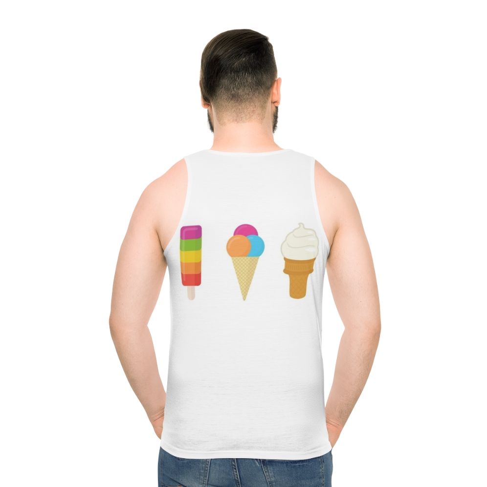 Vibrant ice cream graphic unisex tank top - men back