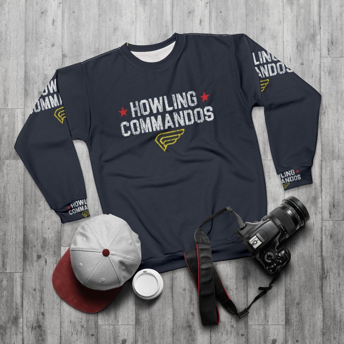 Howling Commandos Sweatshirt featuring characters from Marvel's Captain America - flat lay