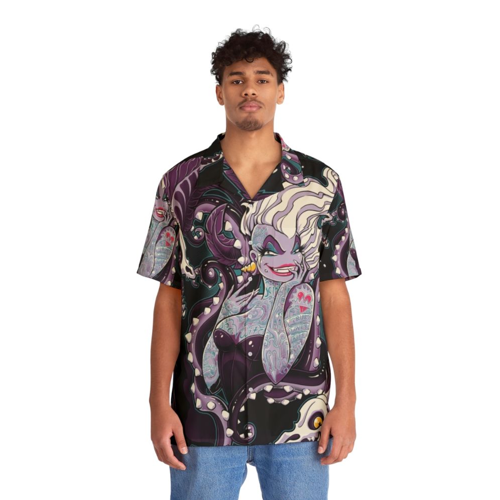 Empowering Hawaiian shirt with villain, octopus, and sea witch design - People Front